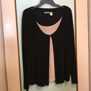 Black travelers jacket with tan camisole insert